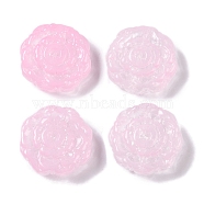 Painted Glass Beads, Flower, Pearl Pink, 15x15.5x6.5mm, Hole: 1.2mm(GLAA-S202-14G)