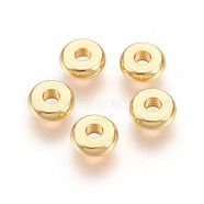304 Stainless Steel Spacer Beads, Flat Round, Real 24k Gold Plated, 6x2mm, Hole: 1.8mm(STAS-E454-48G)
