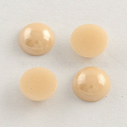 Pearlized Plated Opaque Glass Cabochons, Half Round/Dome, Seashell Color, 13~14x5~5.5mm(PORC-S801-14mm-13)