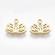 Ion Plating(IP) 304 Stainless Steel Charms, Lotus Flower, Golden, 7.5x10x1mm, Hole: 1mm(STAS-S107-01)
