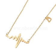 Ion Plating(IP) 304 Stainless Steel Heart Beat Pendant for Women, Golden, 17.72 inch(45cm)(NJEW-A004-08G)