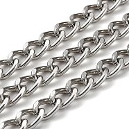 Oxidation Aluminum Diamond Cut Faceted Curb Chains, Twisted Chains, Unwelded, with Spool, Platinum, 10x7x3mm, about 131.23 Feet(40m)/Roll(CHA-H001-16P)