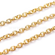 Brass Cable Chains, Unwelded, Oval, Cadmium Free & Nickel Free & Lead Free, Golden Color, 3x2x0.6mm(X-CHC027Y-G)