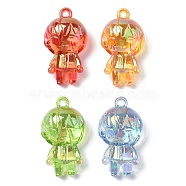 Electroplate Transparent UV Plating Acrylic Pendants, Iridescent, Boy, Mixed Color, 48.5x27.5x21.5mm, Hole: 3mm(OACR-I014-11)