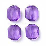 Transparent Acrylic Beads, Faceted, Rectangle, Medium Purple, 17x14.5x7mm, Hole: 1.8mm(X-OACR-P007-15)