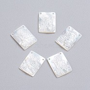 Natural White Shell Mother of Pearl Shell Pendants, Rectangle, 16x12x2~2.5mm, Hole: 0.9mm(SSHEL-I024-11)