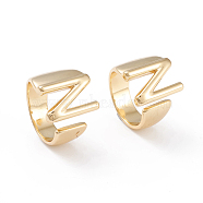 Brass Cuff Rings, Open Rings, Long-Lasting Plated, Real 18K Gold Plated, Letter.N, Size 6, 17mm(RJEW-L097-06N)