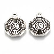 Tibetan Style Alloy Pendants, Trigram, Cadmium Free & Lead Free,, Antique Silver, 15x12x1mm, Hole: 1mm, 1080pcs/1000g(TIBE-N002-08AS-LF)