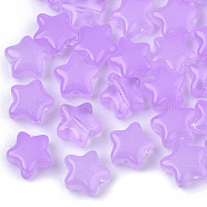 Transparent Spray Painted Glass Beads, Star, Imitation Jelly, Violet, 8x8x4mm, Hole: 0.8~1mm(X-GLAA-N035-01-A04)