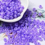 Imitation Jade Glass Seed Beads, Luster, Dyed, Round, Lilac, 5.5x3.5mm, Hole: 1.5mm(SEED-Z001-A-A09)