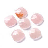 Natural Rose Quartz Beads, No Hole/Undrilled, for Wire Wrapped Pendant Making, Faceted, Square, 21x21x6.5mm(G-M379-08)