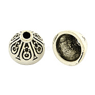 Apetalous Tibetan Style Alloy Bead Caps, Cadmium Free & Lead Free, Antique Silver, 10x7mm, Hole: 2mm(TIBE-5314-AS-LF)