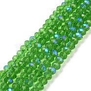 Electroplate Glass Beads Strands, Half Rainbow Plated, Faceted, Rondelle, Medium Sea Green, 8x6mm, Hole: 1mm, about 65~68pcs/strand, 15.7~16.1 inch(40~41cm)(X1-EGLA-A034-T8mm-L08)