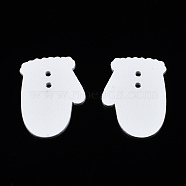 Christmas Theme Spray Painted Wood Connector Charms, Gloves, White, 27.5x20x1.5mm, Hole: 1.6mm(WOOD-N005-80)