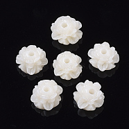 Opaque Resin Beads, Lotus Flower, Old Lace, 9.5x8.5~13.5mm, Hole: 2mm(RESI-T039-036)