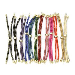 Adjustable Nylon Cord Slider Bracelet Making, with Brass Findings, Long-Lasting Plated, Real 24K Gold Plated, Mixed Color, 8-5/8 inch(22cm), 2~3.5mm, Hole: 1.5mm(MAK-F026-A-G)