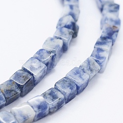 Natural Blue Spot Jasper Beads Strands, Cube, 4~4.5x4~4.5mm, Hole: 1mm; about 88pcs/strand, 15.9 inches(G-K260-08C)
