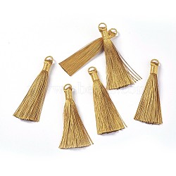 Nylon Tassel Big Pendants, with Iron Findings, Golden, Goldenrod, 80x8.5mm, Hole: 5x6.5mm(FIND-F008-E15)