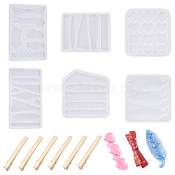 Boutigem 36Pcs Silicone Molds, Hair Clip Silicone Molds, Resin Casting Molds, For DIY Cake Decoration, with Iron Hair Accessories Findings, Golden, 36pcs/bag(DIY-BG0001-10)