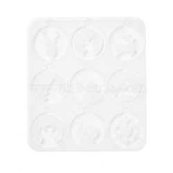 Christmas Series Pendant Silicone Molds, Epoxy Resin Jewelry Making, White, Deer, 112x100x4mm, Hole: 2.4mm, Inner Diameter: 34x29.2mm(SIL-B075-05B)