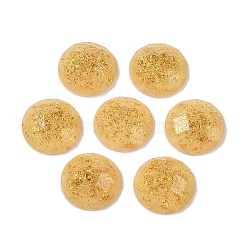 Resin Cabochons, with Glitter Powder & Foil, Faceted, Dome/Half Round, Goldenrod, 14.5~15x5mm(CRES-XCP0001-28)