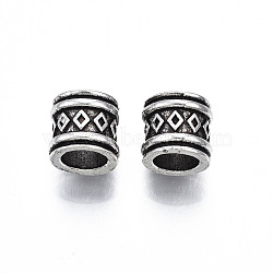 Rack Plating Alloy European Beads, Large Hole Beads, Cadmium Free & Lead Free, Column, Antique Silver, 9x8.5mm, Hole: 6mm(MPDL-N039-192)