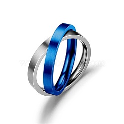 Stainless Steel Rotating Rings, Criss Cross Rings, Blue, Inner Diameter: 18mm(PW-WG51090-10)