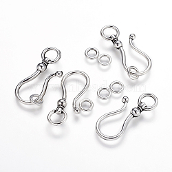 Tibetan Style Alloy S Hook Clasps, Cadmium Free & Nickel Free & Lead Free, Antique Silver, S Hook: 38x16x8mm, Ring: 8mm, Hole: 5mm(X-LF5091Y-NF)