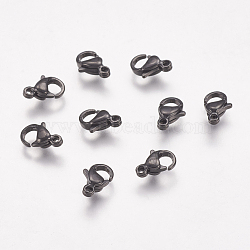 304 Stainless Steel Lobster Claw Clasps, Parrot Trigger Clasps, Electrophoresis Black, 9x6x3mm(STAS-P185-9-B)