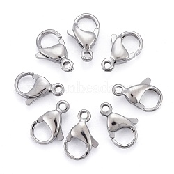304 Stainless Steel Lobster Claw Clasps, Parrot Trigger Clasps, Grade A, Size: about 8mm wide, 13mm long, 4mm thick, hole: 1.5mm(X-STAS-AB13)