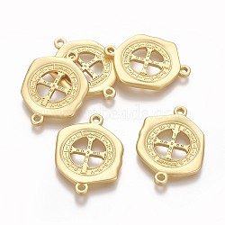 Brass Links connectors, Long-Lasting Plated, Religious Christianity, with Word Cssml Ndsmd, Matte Gold Color, 35x25.5x3.8mm(KK-O122-06MG)