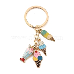 Alloy Enamel Keychain, with Iron Rings, Ice Cream, Golden, Mixed Color, 79mm(KEYC-YW00195-02)