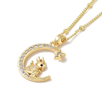 Brass Micro Pave Clear Cubic Zirconia Pendants Necklaces, The 12 Animals of the Chinese Zodiac, Real 18K Gold Plated, Dragon, 17.28 inch(43.9cm)