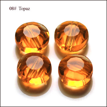 Imitation Austrian Crystal Beads, Grade AAA, Faceted, Flat Round, Orange, 10x5mm, Hole: 0.9~1mm
