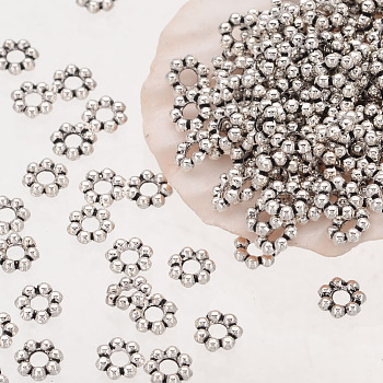 Tibetan Style Alloy Daisy Spacer Beads, Cadmium Free & Lead Free, Antique Silver, about 5mm long, Hole: about 1mm
