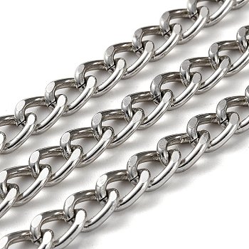 Oxidation Aluminum Diamond Cut Faceted Curb Chains, Twisted Chains, Unwelded, with Spool, Platinum, 10x7x3mm, about 131.23 Feet(40m)/Roll