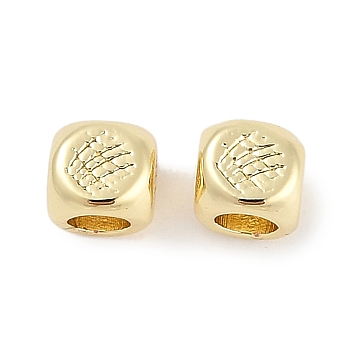 Brass Beads, Lead Free & Cadmium Free, Long-Lasting Plated, Rack Plating, Cube, Real 18K Gold Plated, 4x4x4mm, Hole: 2mm