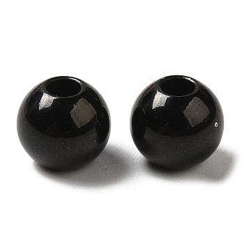 202 Stainless Steel Beads, Round, Electrophoresis Black, 6x5mm, Hole: 2mm