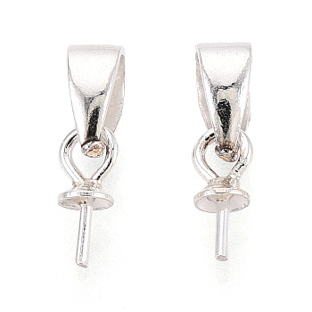 925 Sterling Silver Cup Peg Bails, with S925 Stamp, for Half Drilled Beads, Silver, 10.5~11mm, Hole: 4x3mm, Tray: 6~6.5x2.5mm, Pin: 0.5mm