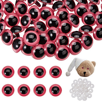 Resin Doll Craft Eyes, Safety Eyes, with Plastic Spacer, for Toy DIY Accessories, Half Round, Flamingo, 24x22.5mm, 50 sets/box