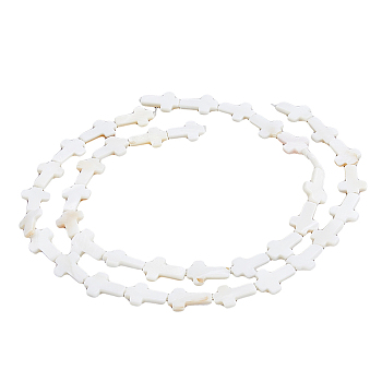 2 Strands Cross Natural Sea Shell Beads Strands, 16~17x11~12x2.5mm, Hole: 0.5mm, about 23pcs/strand, 14.90''(37.84cm)