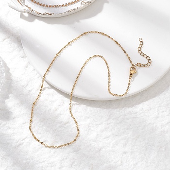 304 Stainless Steel Cable Chain Satellite Chain Necklaces for Women, Golden, 15.75 inch(40cm)