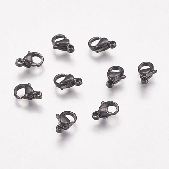 304 Stainless Steel Lobster Claw Clasps, Parrot Trigger Clasps, Electrophoresis Black, 9x6x3mm