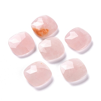 Natural Rose Quartz Beads, No Hole/Undrilled, for Wire Wrapped Pendant Making, Faceted, Square, 21x21x6.5mm