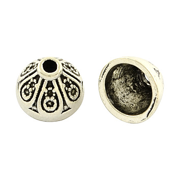 Apetalous Tibetan Style Alloy Bead Caps, Cadmium Free & Lead Free, Antique Silver, 10x7mm, Hole: 2mm