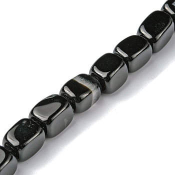 Natural Black Agate Beads Strands, Cuboid, 8.5~11x7.5~9x7.5~9mm, Hole: 1.2mm, about 20pcs/strand, 7.72~8.74 inch(19.6~22.2cm)