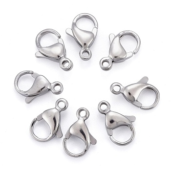 304 Stainless Steel Lobster Claw Clasps, Parrot Trigger Clasps, Grade A, Size: about 8mm wide, 13mm long, 4mm thick, hole: 1.5mm
