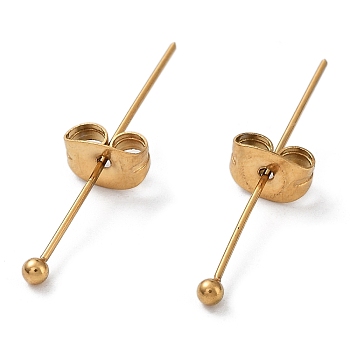 Ion Plating(IP) 304 Stainless Steel Ball Head Pins, with Ear Nuts, Real 18K Gold Plated, 30x0.8mm