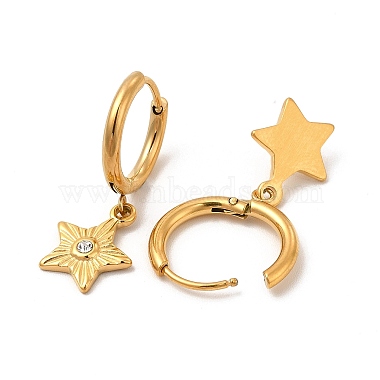 Crystal Rhinestone Star Dangle Hoop Earring & Moon Pendant Nacklace(SJEW-P002-07G)-3