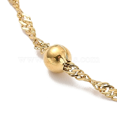 Ion Plating(IP) 304 Stainless Steel Singapore Chain Necklace with Beads for Men Women(NJEW-P263-01G)-3